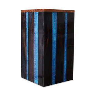 Handmade Rosewood Cremation Urn Blue Resin Stripes <b>Memorial</b> <b>Keepsake</b> Cremation urns for Human Ashes - Product Image 6