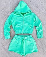 Ensemble de survêtement décontracté pour femmes, personnalisé, hiver, sweat-shirt et short, 2 pièces, de haute qualité, 100% coton molletonné 220g, respirant