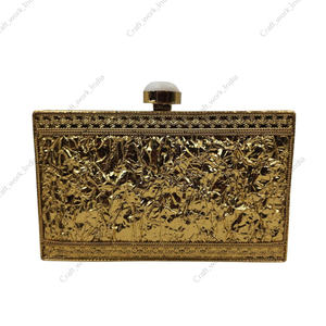 Luxury Mother of Pearl Panelled Clutch with Gold Floral Pearl Crystal Detail Handcrafted Evening <b>Wedding</b> Party <b>Handbag</b> - Product Image 4