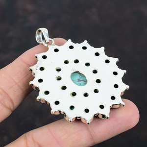 Colgante de piedras preciosas de turquesa tibetana Multi-Stone Navajo Cluster 925 colgante de plata esterlina regalo joyería - Product Image 4
