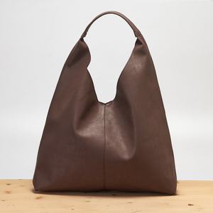 Vegan Leather in Dark Brown <b>Slouchy</b> Hobo Shoulder Bag Distressed for Women Everyday <b>Handbag</b> LHB-0095 - Product Image 2