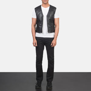Gilet d'hiver personnalisé avec logo, veste en cuir véritable, gilet en peau de mouton grande taille pour homme, gilet sans manches en gros 2026 - Product Image 2