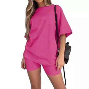 Custom Women Casual Clothing Summer <b>Two</b> <b>piece</b> <b>Set</b> Biker Shorts <b>Lounge</b> <b>Set</b> Oversize Plus Size T Shirt Jogger Shorts <b>Sets</b> 2025 - Product Image 5