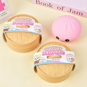 2026 Hot Selling Squishy Dumpling Fidget Toy Glitter <b>Squeeze</b> Stress <b>Ball</b> with Steamer Box Factory Direct Bulk Order - Product Image 3