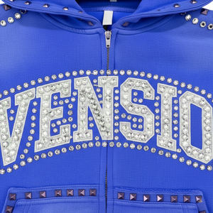 Alta calidad 100% algodón Sun Faded Hoodie Unisex Streetwear otoño personalizado equipo gráfico Logo Rhinestone a prueba de viento transpirable - Product Image 4