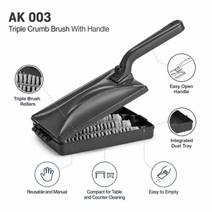 Brosse à miettes triple avec manche, balayette manuelle de table, brosse de nettoyage en PP pour comptoir, bureau, moquette, miettes, usage domestique et cuisine - Product Image 3