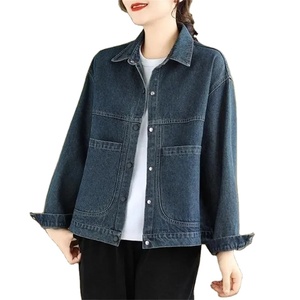Autumn Winter Women's New Denim <b>Jacket</b> Fashion Grinding Edge Broken Hole Hollow Long Sleeve Single Breasted Casual <b>Collar</b> Top - Product Image 1