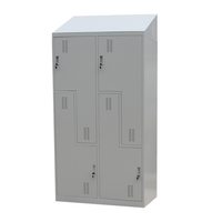 Armoire de rangement pour vêtements en acier en forme de Z, armoire de rangement pour vêtements de sport avec banc, 4 portes colorées, armoire en métal pour l'école, type L-F