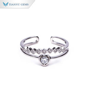 Bague Tianyu en argent sterling 925, sertie de moissanite pavée, 2 couleurs, design cœur, accessoire quotidien pour un style décontracté - Product Image 3