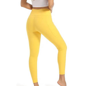 เลกกิ้งโยคะระบายอากาศได้ดีสำหรับผู้หญิงผ้าฝ้ายเอวกลางยืดหยุ่นป้องกันแบคทีเรียเส้นใยไม้ไผ่ออกแบบได้ตามต้องการ - Product Image 5