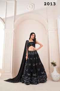 Dernier créateur de style traditionnel Sari en soie de haute qualité Georgatte broderie séquence fête porter Lehenga Choli pour adultes - Product Image 5