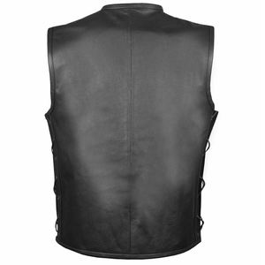 Chaleco de cuero negro para hombre con estilo clásico de talla grande sin mangas de invierno con forro de poliéster chalecos calefactables de alta calidad para motocicleta - Product Image 3