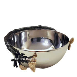 Brillant Poli Forme Ronde Conception En Acier Inoxydable En Aluminium Métal Bol Branche D'arbre Maison Bol Décoratif - Product Image 5