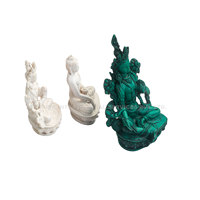 Statue de Bouddha Tara Verte Tibétaine en Métal et Résine, Imitation Antique de Qualité Supérieure, Faite à la Main, Assise sur Socle Lotus, Tenant un Lotus Bleu