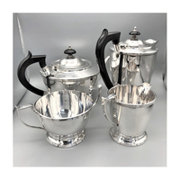 Ensemble de théière en argent pur plaqué, 1000 ml, écologique, 3 pièces, avec logo personnalisé ~ Style américain, vaisselle en argent pour thé/café, Inde