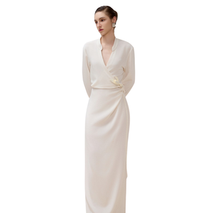 New Arrival Elegant <b>Dresses</b> for Women <b>Twisted</b> Waist Latin Knit <b>Dress</b> Maxi Glimmer Knit Flex Fabric Custom Labels Whiteant - Product Image 1