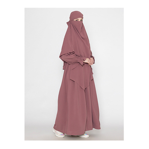 Último Diseño 2024, Naqab para Mujer, Manga Larga, Burqa Negra, Estilo Étnico, Hijab de Poliéster Sólido, Conjunto Khimar, Abaya de Dubái, Mejor Precio - Product Image 1