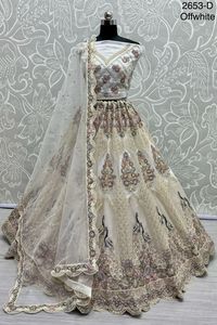 New Designer party-wear Lehenga choli avec paillettes brodées Chap-at Diamond work en vente en ligne - Product Image 4