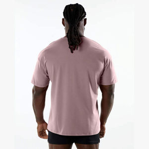 Camiseta Extra Grande para Hombre, Color Rosa Polvoriento, Corte Holgado, Manga Corta, Algodón, Estilo Casual, Urbano, Relajado, para Gimnasio, Entrenamiento, con Logotipo Personalizado - Product Image 2
