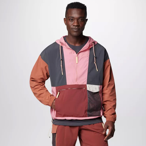 HUNT GEAR Lightweight <b>Corduroy</b> Windbreaker <b>Jacket</b> Multi-Colour Blocks Hood Front Pocket Packable Design High Street Style - Product Image 1