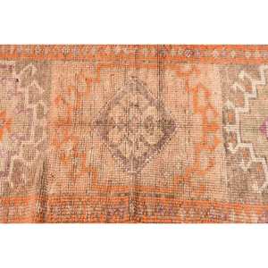 Alfombra de lana Vintage naranja y Beige de 2,6x12,1 pies, diseño de retazos de área grande clásico turco para adolescentes, estilos de pasillo rectangulares de látex - Product Image 5