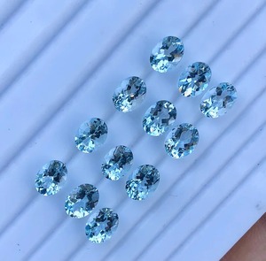 Aguamarina natural 8x6mm corte ovalado piedra preciosa semipreciosa piedra de nacimiento de Octubre tratada térmicamente para la fabricación de joyas de moda - Product Image 2