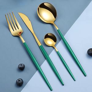 Handicrafts Metal Flatware Set With White Long <b>Slim</b> Handle PVD Gold Coated for Dining <b>Table</b> Dinnerware Cutlery Sets - Product Image 5