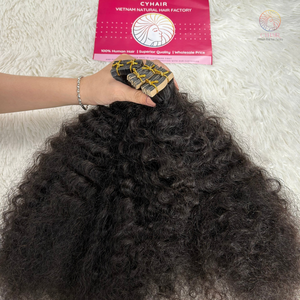 Extensions de cheveux humains bouclés Remy birmanes à bandes adhésives, 22 pouces, double trame machine, 100% cheveux vierges vietnamiens - Product Image 3