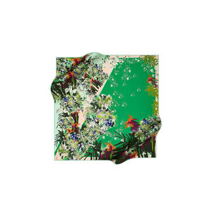 Green 90x90 Silk Twill Headpiece and Neckerchief Scarf - Product Image 1
