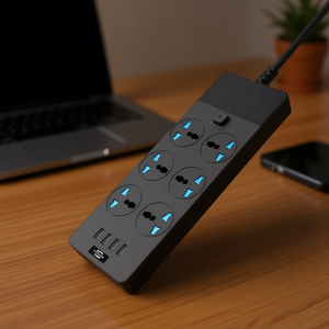 TB-T12 3000W <b>Smart</b> Power Socket <b>Plug</b> 2m 4 USB Ports Fireproof Multifunction 6 Jack EU <b>Plug</b> - Product Image 3