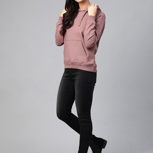 Venta al por mayor de algodón de primera calidad de las mujeres de manga larga sudaderas con capucha para el invierno logotipo personalizado de impresión en la parte delantera del cuello - Product Image 6