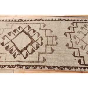 Vintage Turkish Rug 2.5x11.7 ft (76x356 cm), Herki <b>Brown</b> <b>Wool</b> Rug - Product Image 3
