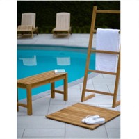 Alfombra de Baño de Madera de Teca Sólida, Ecológica, Diseño Contemporáneo, Antimoho, Antideslizante, Resistente a Hongos, Teca de Indonesia, 80x37x3.7cm