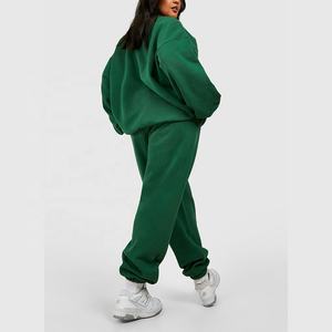 100% coton 400 Gsm surdimensionné col rond femmes survêtements verts personnalisés concepteur blancs printemps saison sweat - Product Image 2