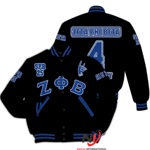 Hot Selling Zeta Phi Beta Sorority Printed Men's Winter Woven Breathable Windproof Varsity Jacket ZPB Sorority Embroidered <b>Wool</b> - Product Image 5