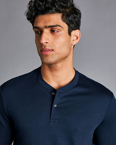 Hanley Camiseta 2 botones logotipo personalizado 2 botones personalizados manga corta Henley camisas - Product Image 3