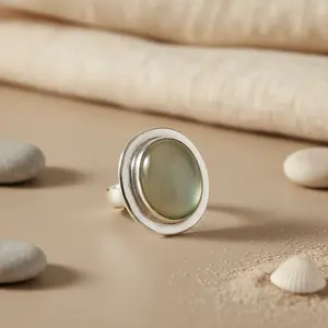Anillo Redondo de Moda para Mujer con Piedra Verde, Plata 925, Chapado en Oro Rosa, Oro y Rodio, Tecnología de Incrustación de 18K, Certificado IGI - Product Image 1