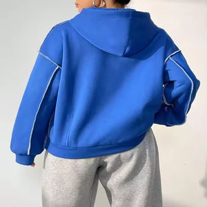 Fournisseur d'usine, sweat-shirt de sport pour femme en coton 100%, nouveau sweat-shirt uni avec surpiqûres contrastées sur ZOHAN CREATIONS - Product Image 3