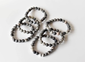 Bracelet en Jaspe Picasso Gris Naturel de 8 mm, Perles Rondes, pour la Méditation et la Guérison, Vente en Gros - Product Image 3
