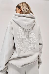 TRENDY Sudadera con capucha transpirable para invierno Cómoda Mezcla de poliéster/algodón Bordado y diseño de cuentas Impreso digital - Product Image 4