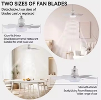 Ventilateur de plafond LED moderne et portable de 20 pouces à 5 pales avec télécommande, intensité variable, 3 vitesses, douille E26/E27/B22, corps en aluminium, branchement direct