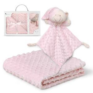 Coperta in pile a bolle Corall 80x110 con Doudou 28x17 Rosa Mod. Osito Motivo a Pois Intrecciato - Product Image 1