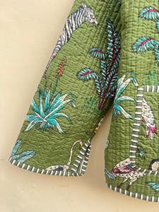 Chaqueta acolchada de estilo bohemio de algodón floral Otoño Invierno Streetwear abrigo Reversible diseño de punto de retazos - Product Image 6