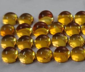 พลอยซิทรีนทรงกลมทรงหลังเรียบรูปทรงกลมอัญมณีซิทรีนหลวม8มม. ธรรมชาติ - Product Image 3