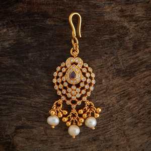 Tikka de Plata con Incrustaciones de Rubíes Verdes en Forma de Gota de Agua, Joyería Coleccionable Cultural 172580, Baño de Oro, para Bodas - Product Image 4