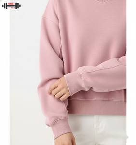 Sudadera con Capucha de Invierno, Estilo Urbano, Gruesa, Corta, Holgada, de Poliéster/Algodón, con Logotipo Personalizado, Estampado en Relieve, Cuello en V, 2 Piezas, Precio de Fábrica - Product Image 3