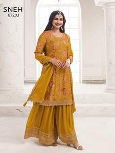 Diseñador de impresión de Chinon pesado con bordado Salwar traje al por mayor fábrica fabricante y proveedor de la India - Product Image 3