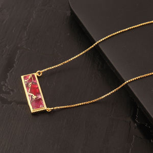 Nueva llegada diseñador barra forma Mohave rubí cobre turquesa piedra preciosa colgante Collar chapado en oro caja cadena collar joyería - Product Image 4