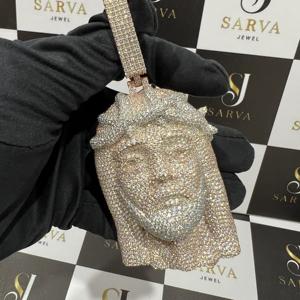 Hip-hop Style Jesus Shape S925 Sterling Silver Rose Gold Plated Pendant Moissanite Diamond Pendant Men's Party-Wear IGI <b>Necklace</b> - Product Image 1