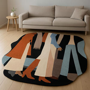 พรมขนสัตว์แฮนด์เมดแนวศิลปะสมัยใหม่พรมคนแนวนามธรรมรูปทรงแปลกๆสำหรับห้องนั่งเล่นและห้องนอนของขวัญวันคริสต์มาสปีใหม่ - Product Image 1